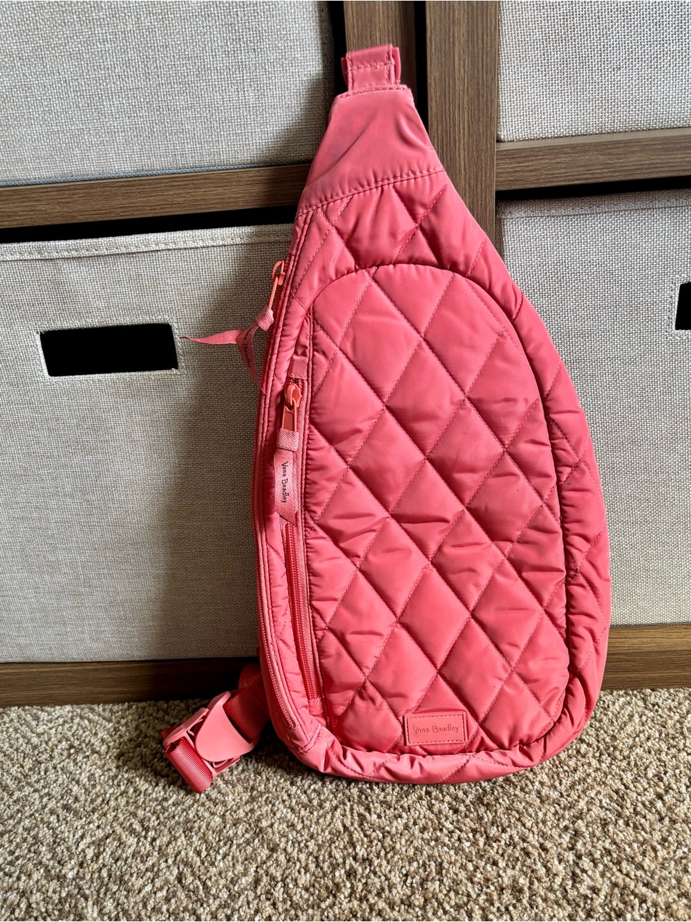 Vera Bradley Coral Pink Quilted Sling Backpack Women's Crossbody Bag